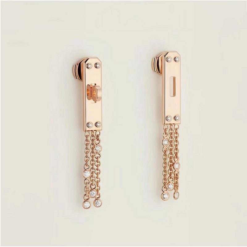 Hermès Kelly Full Paved Rose Gold Earrings