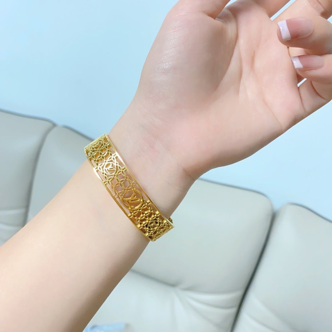 Alternative view of  LV Openwork Monogram Gold Bangle