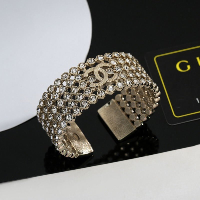 Chanel Gold Multi-Row Crystal CC Cuff