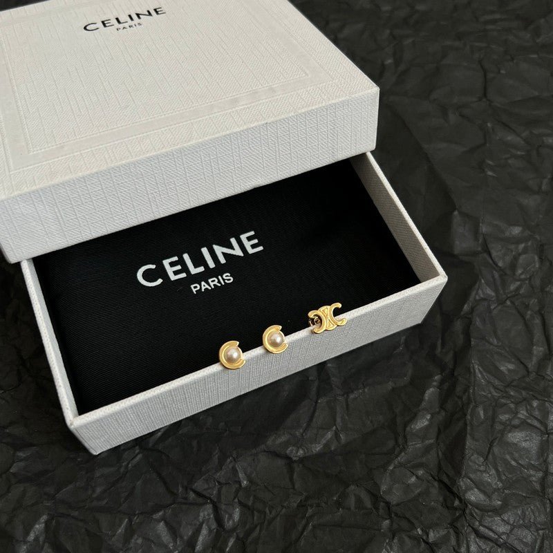 18K Celine Pearl Gold Earrings - Image 9
