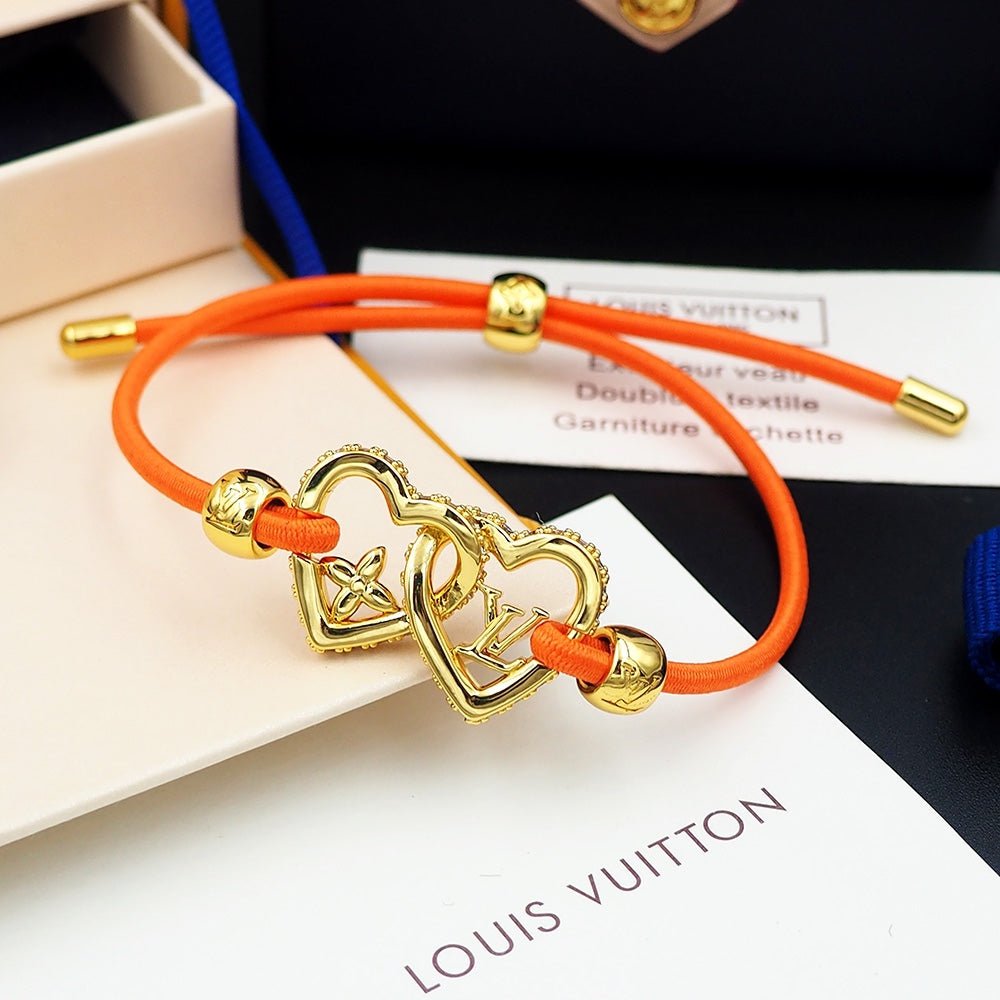 LV Orange Cord Heart Bracelet - Image 3