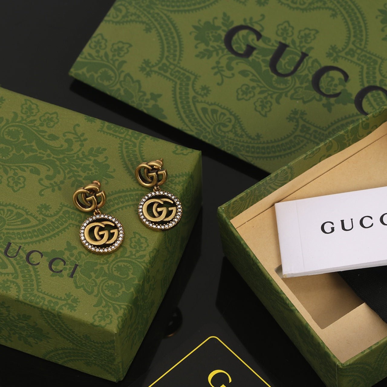 Alternative view of 18K Double Gucci Crystals Vintage Earrings