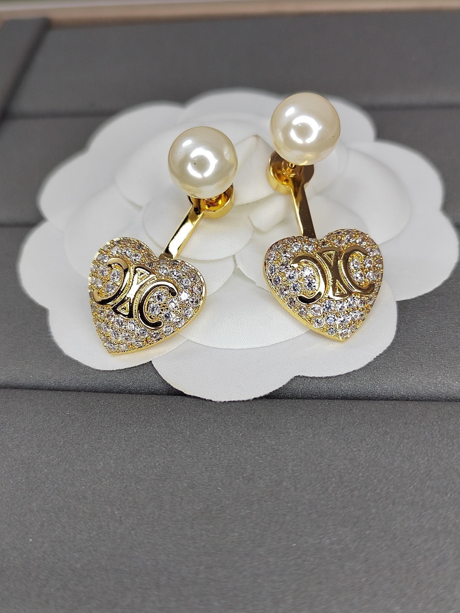 Alternative view of 18K Celine Diamond Heart Earrings