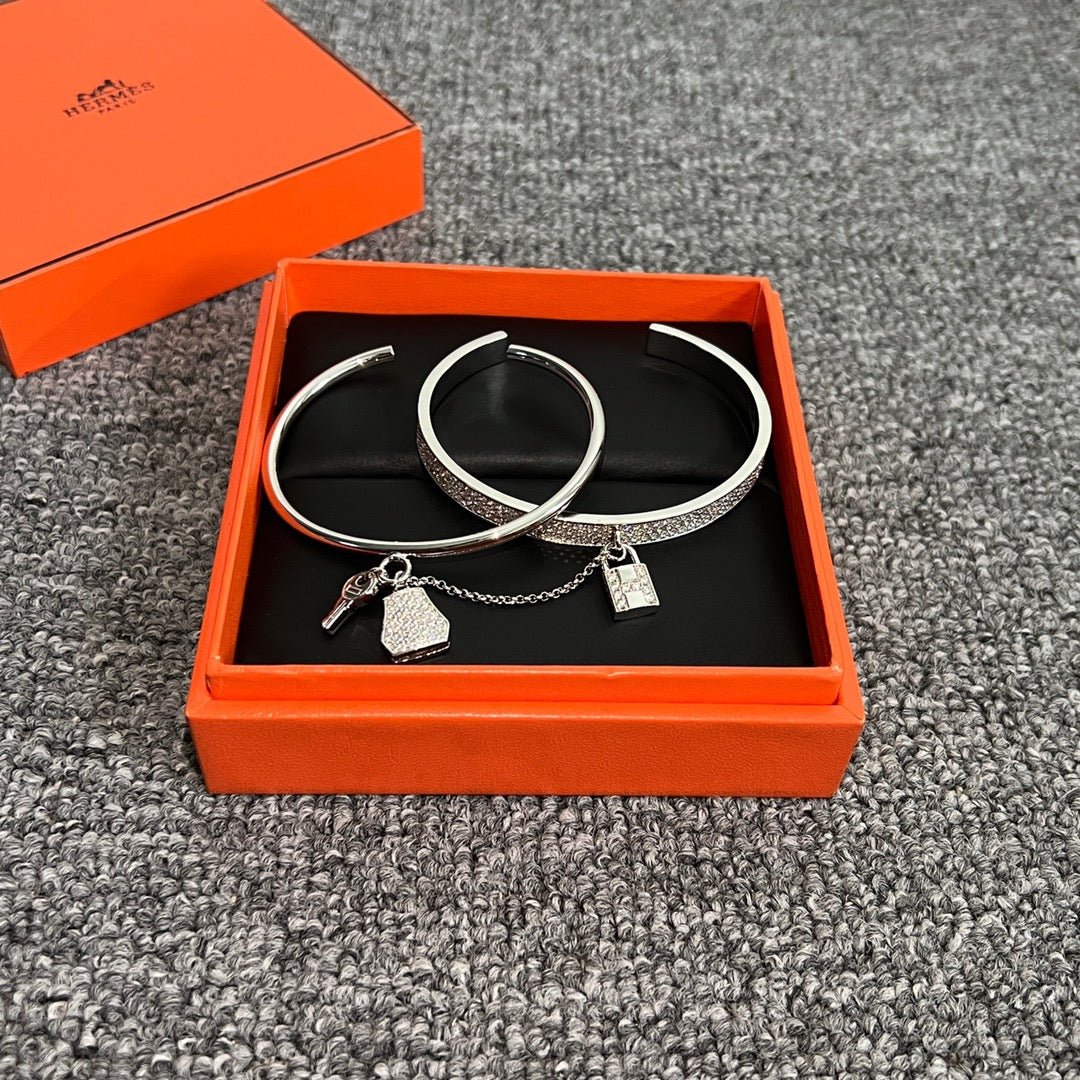 Hermès Kelly Silver Plated Crystal Bracelet