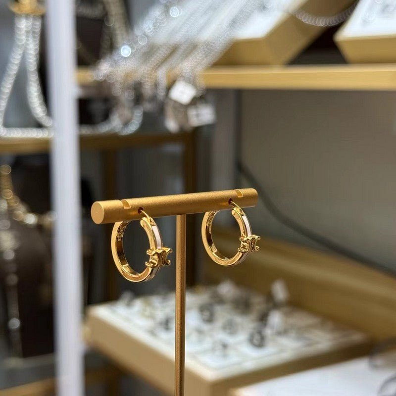 Alternative view of 18K Celine Pearl Circle Gold Earrings