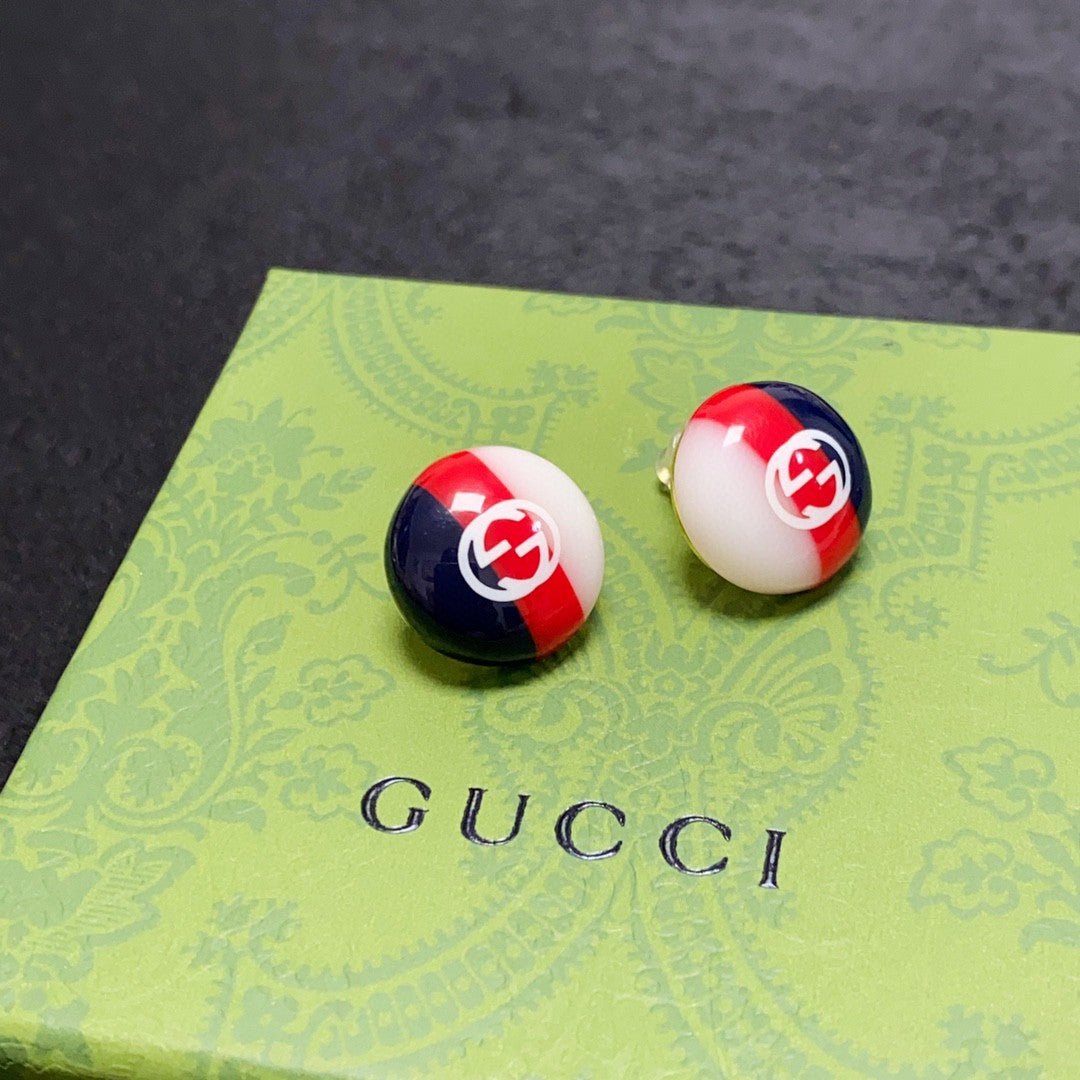 GUCCI Enamel Web Round Stud Earrings - Image 5