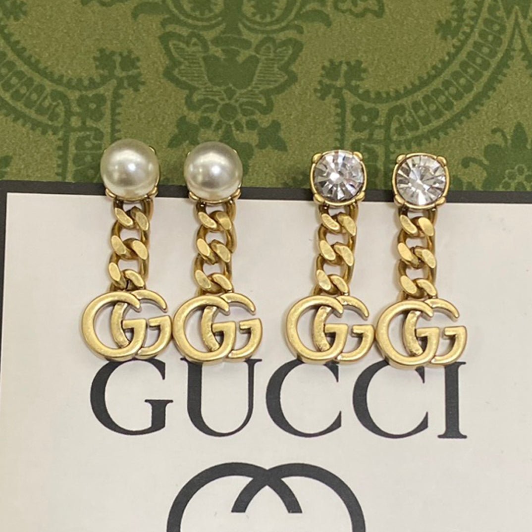 18K Double Gucci Chain Earrings