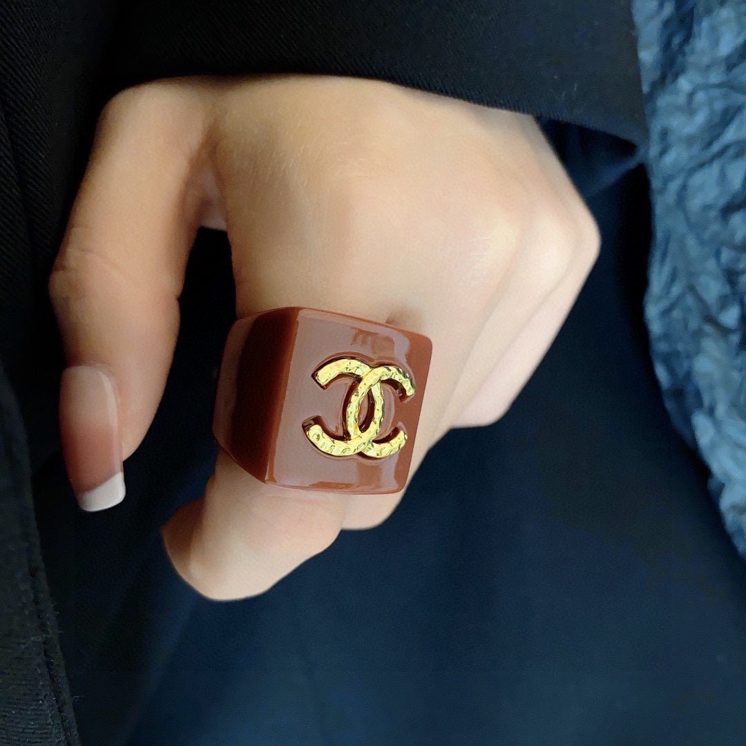 Alternative view of Chanel Red Resin Square CC Ring