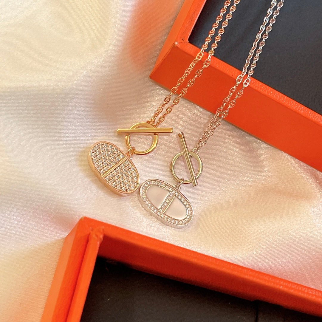 Hermès Rose Gold Diamond Pendant Necklace - Image 8