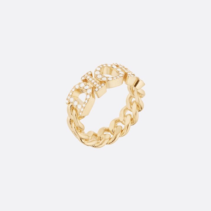 Dior Crystal CD Cuban Link Ring
