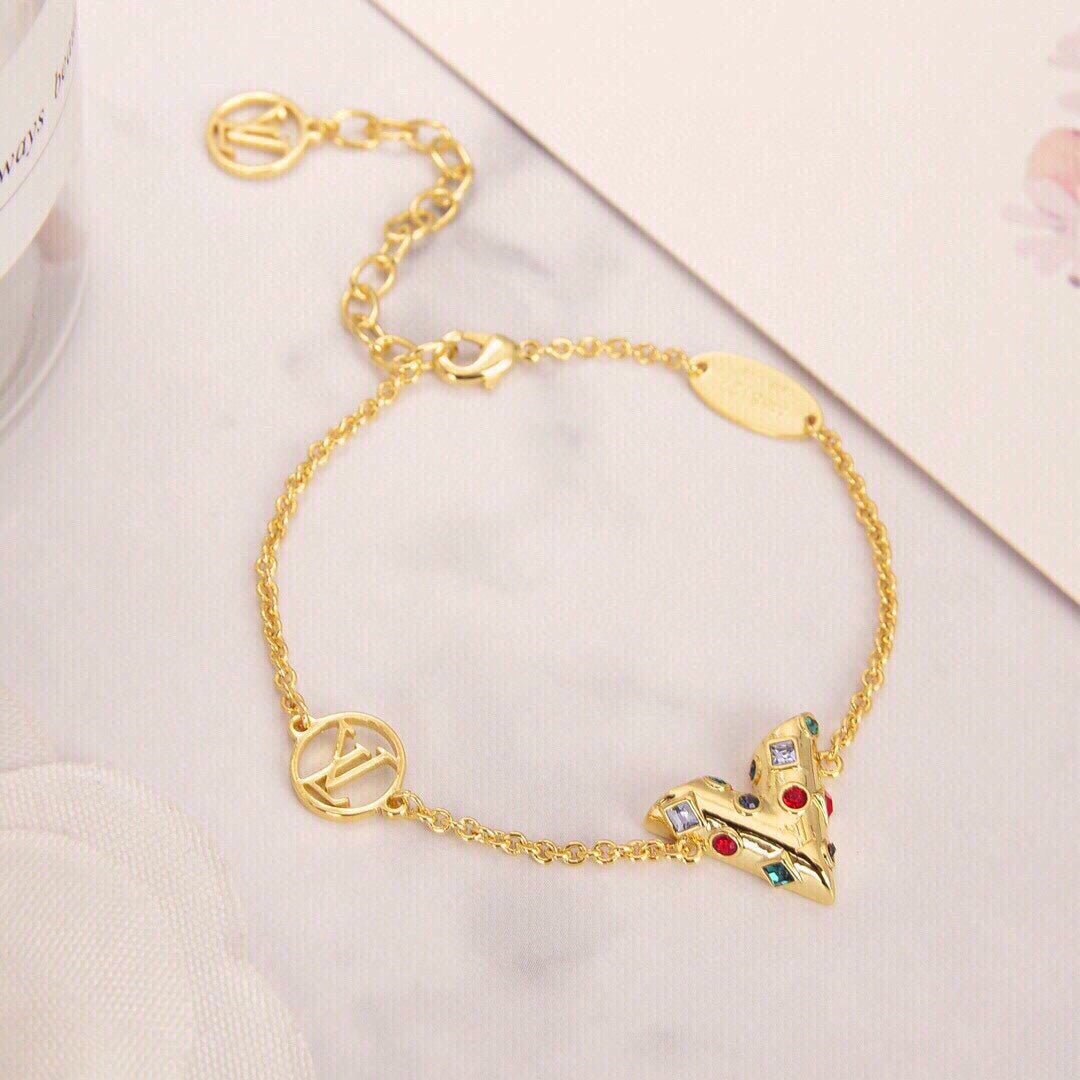 LV Gold Gemstone V Bracelet - Image 2