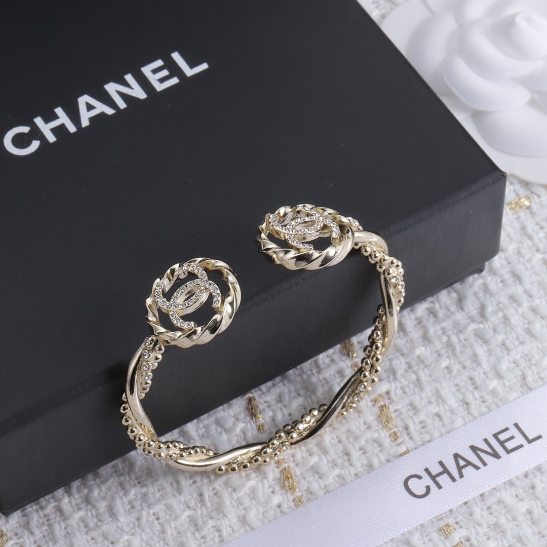 Alternative view of Chanel Gold Twisted Floral Crystal Cuff