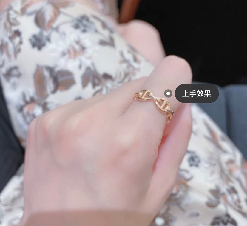 Hermès Gold Plated Chaine d'Ancre Links Ring - Image 3