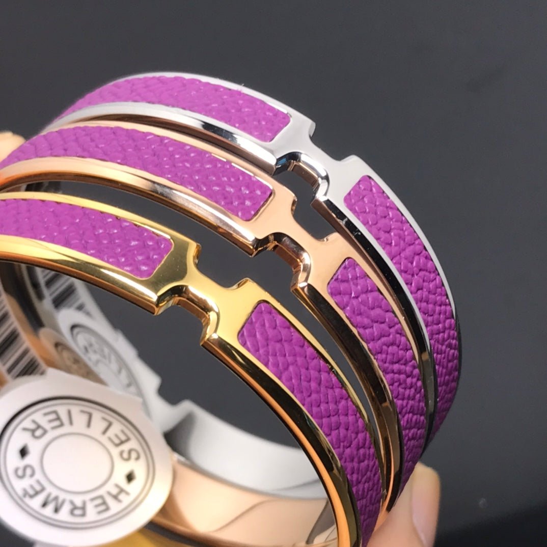 Alternative view of  Hermès O'Kelly Purple Leather & Gold Bracelet