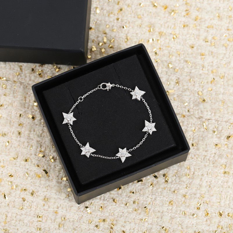 Chanel Silver Multi-Star Crystal Thin Bracelet - Image 3
