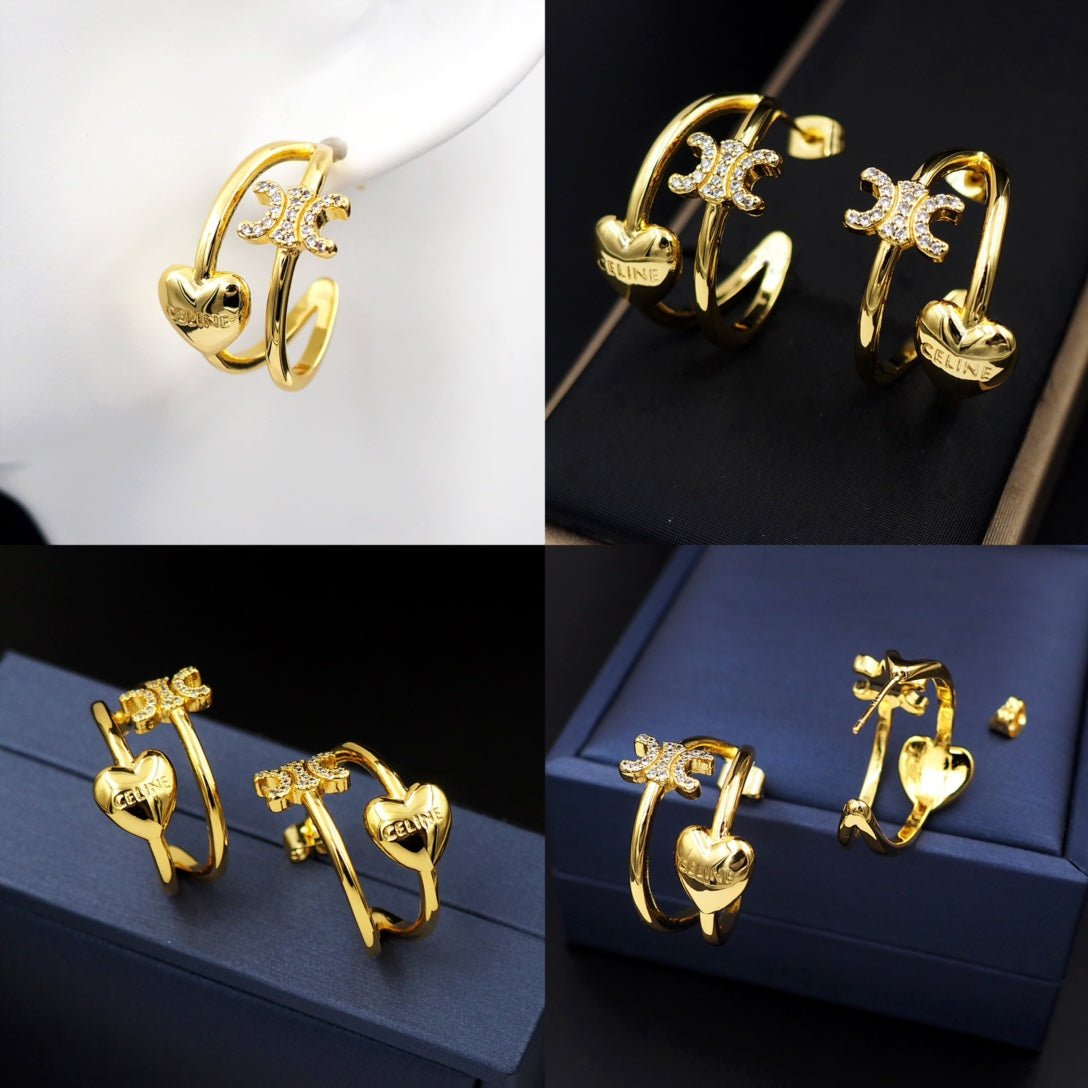 18K Celine Heart Earrings - Image 3
