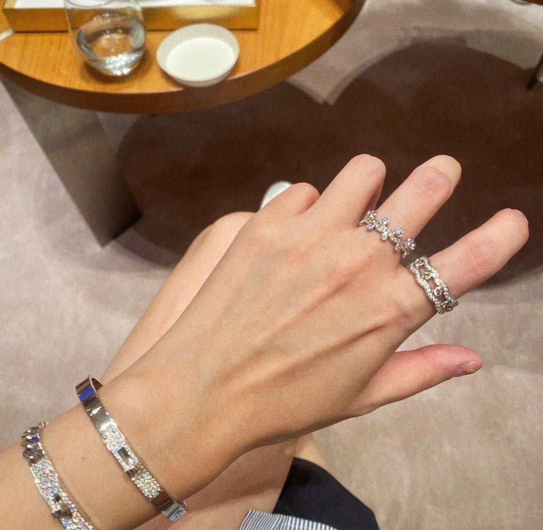 Hermès Bubble Style Silver Plated Open Ring - Image 3