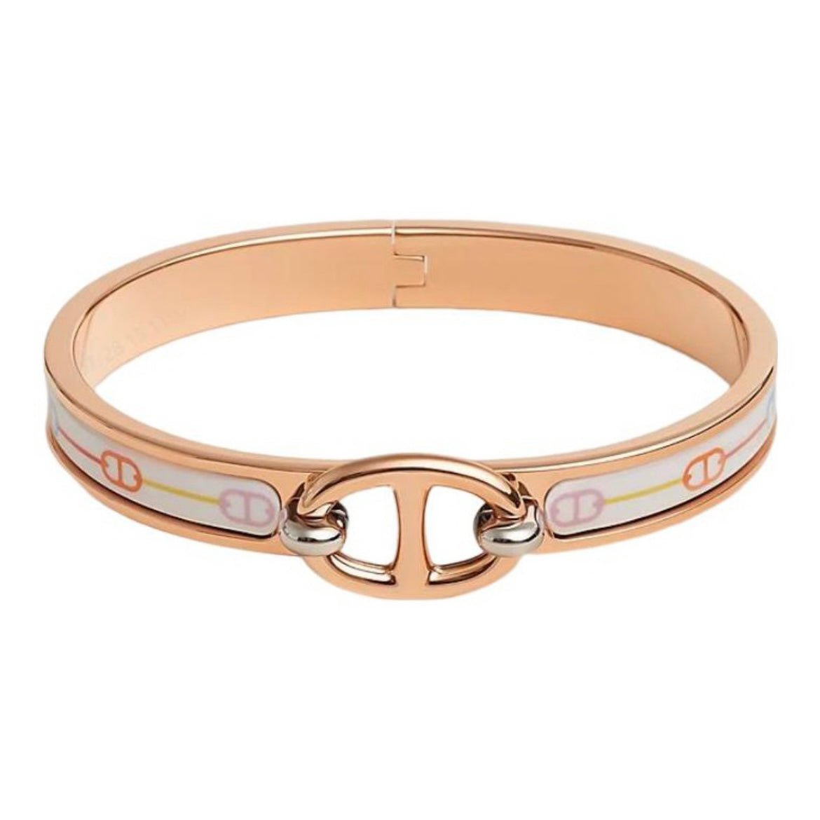 Alternative view of  Hermès Gold Glossy White Enamel Bracelet