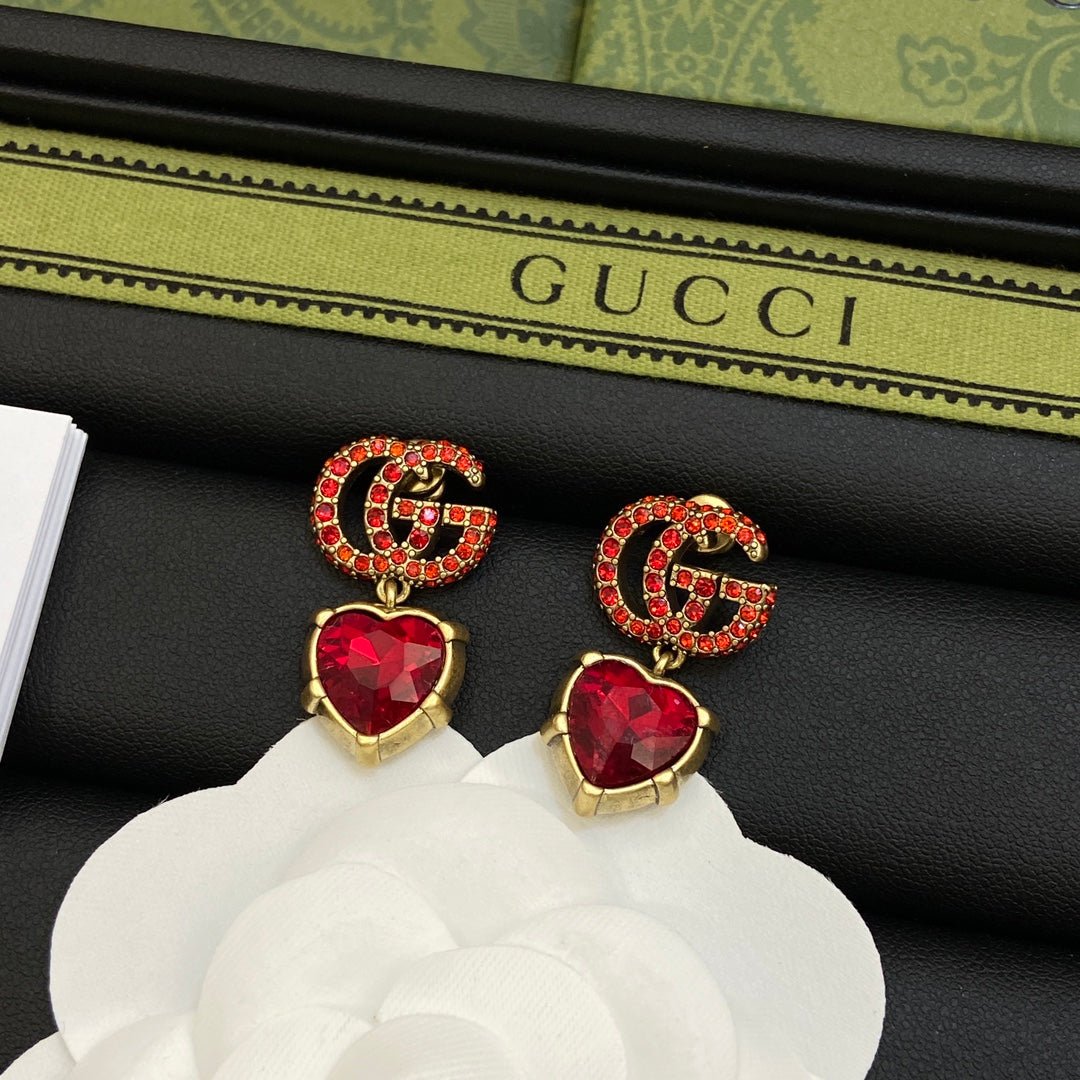 Alternative view of 18K Double Gucci Red Crystal Earrings