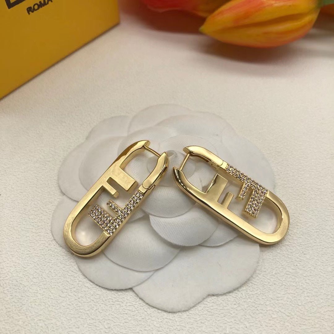 FENDI Diamond-Set Metal Embellished Earrings