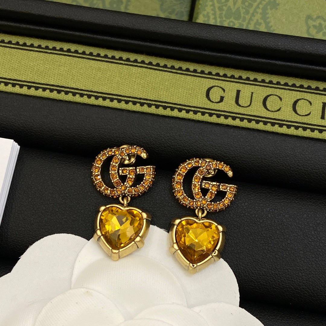 Alternative view of 18K Double Gucci Yellow Crystal Earrings
