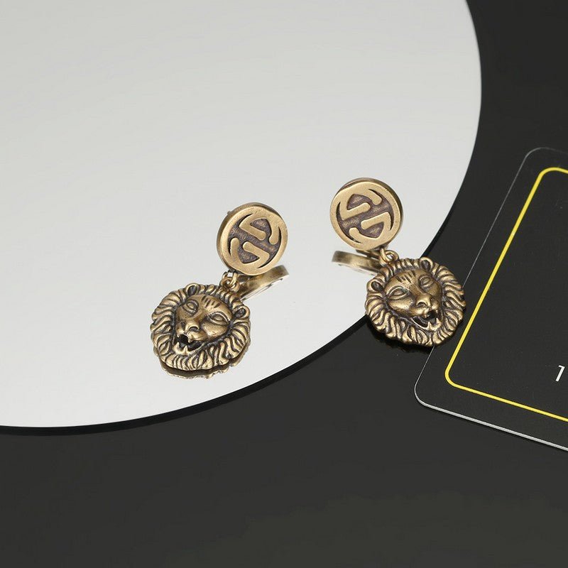 Alternative view of 18K Double Gucci Lion Pendant Earrings