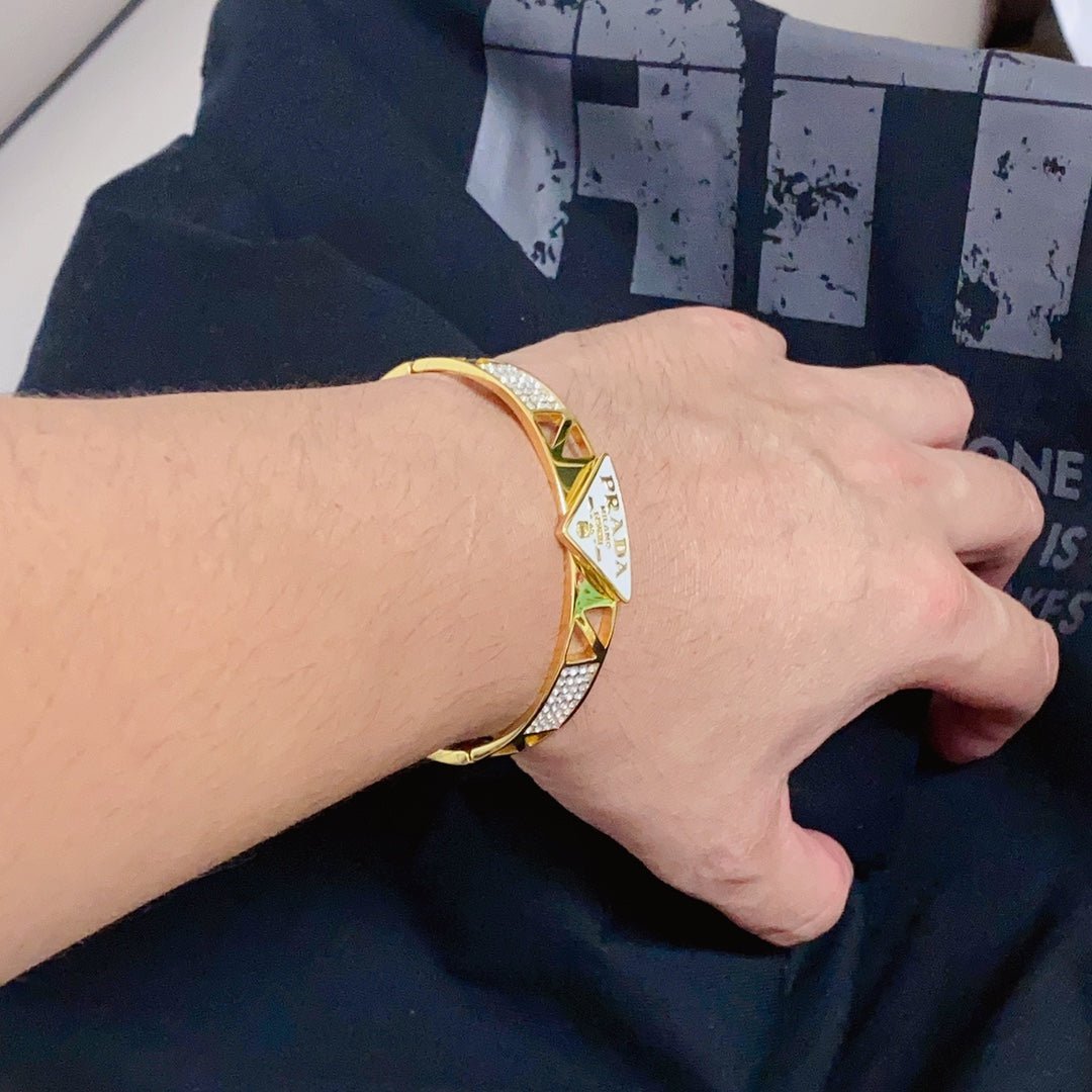Prada Style Diamond Cuff Bangle - Image 3