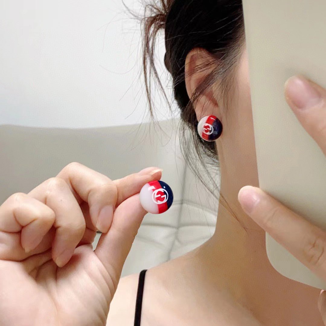 GUCCI Enamel Web Round Stud Earrings - Image 6