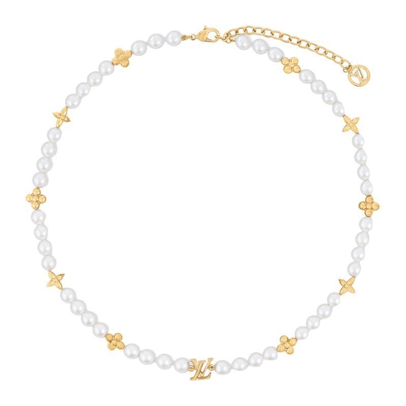 LV Pearl Gold Flower Necklace