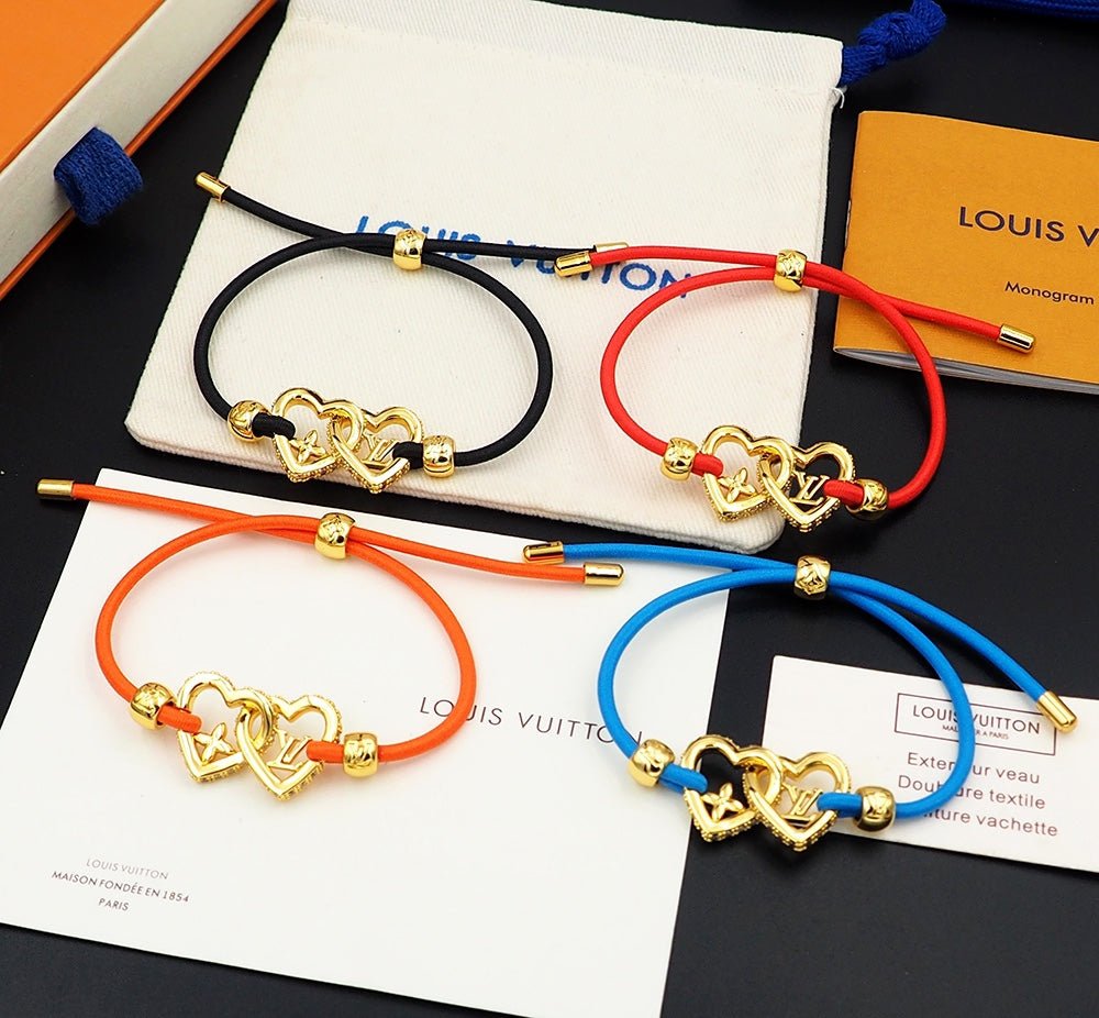 LV Orange Cord Heart Bracelet - Image 4
