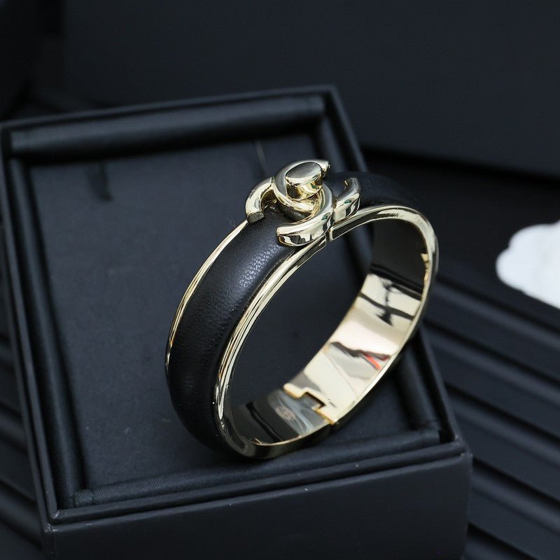 Alternative view of Chanel Gold Leather Double Band CC Cuff