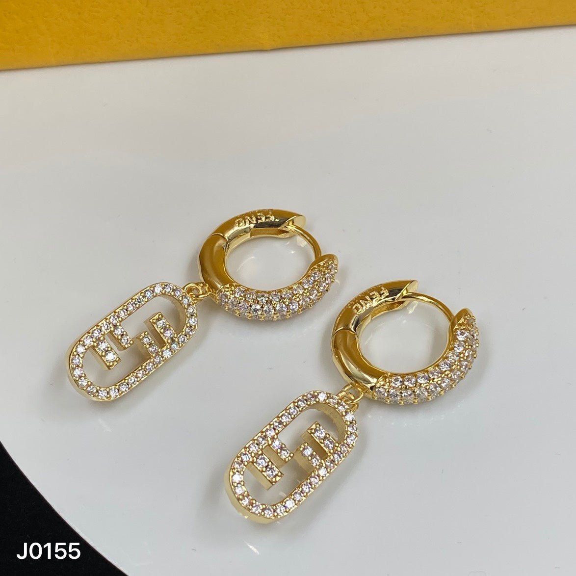 Alternative view of FENDI Full-Diamond Metal Stud Earrings