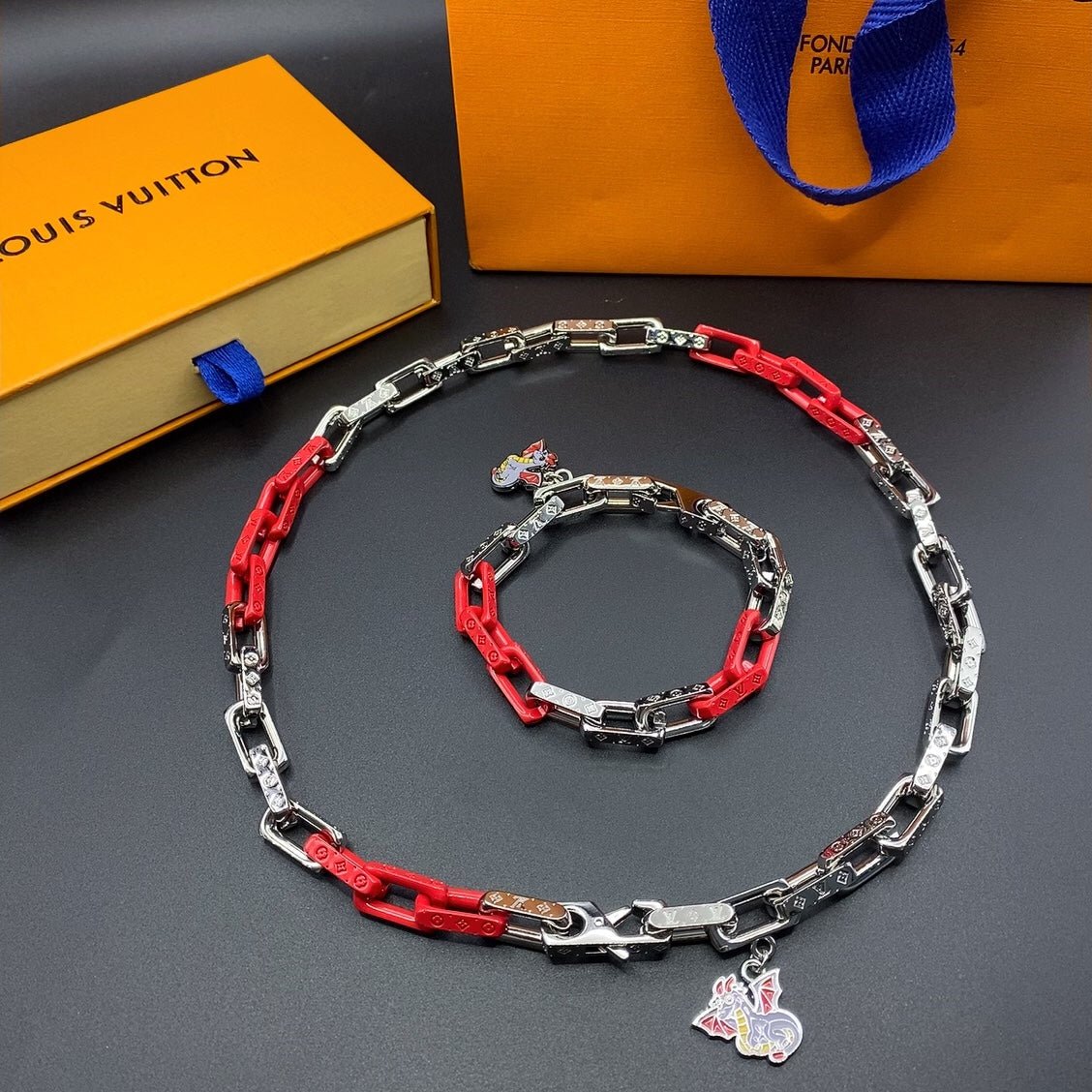 LV Two-Tone Link Bracelet - Image 6