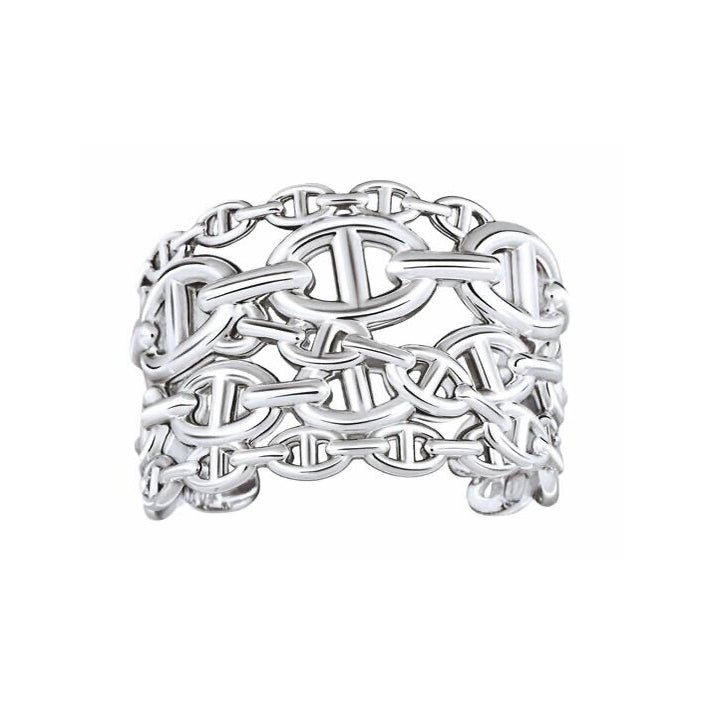 Hermès Silver Multi-Link Chaine d'Ancre Ring