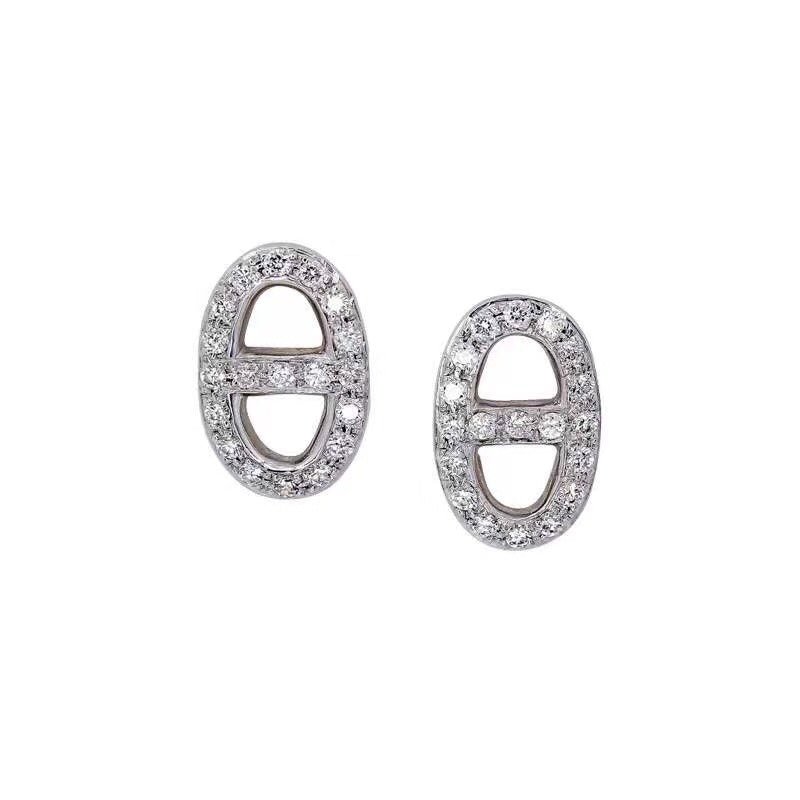 Hermès White Gold Diamond Design Studs