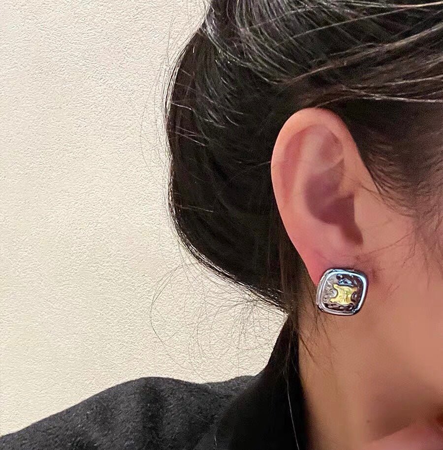 Alternative view of CELINE Black Gold Stud Earrings