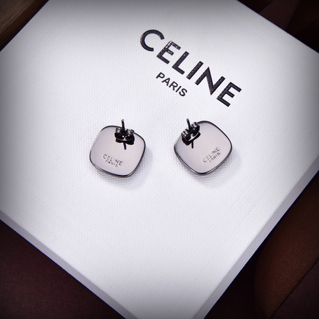 18K Celine Black Square Gold Studs - Image 3