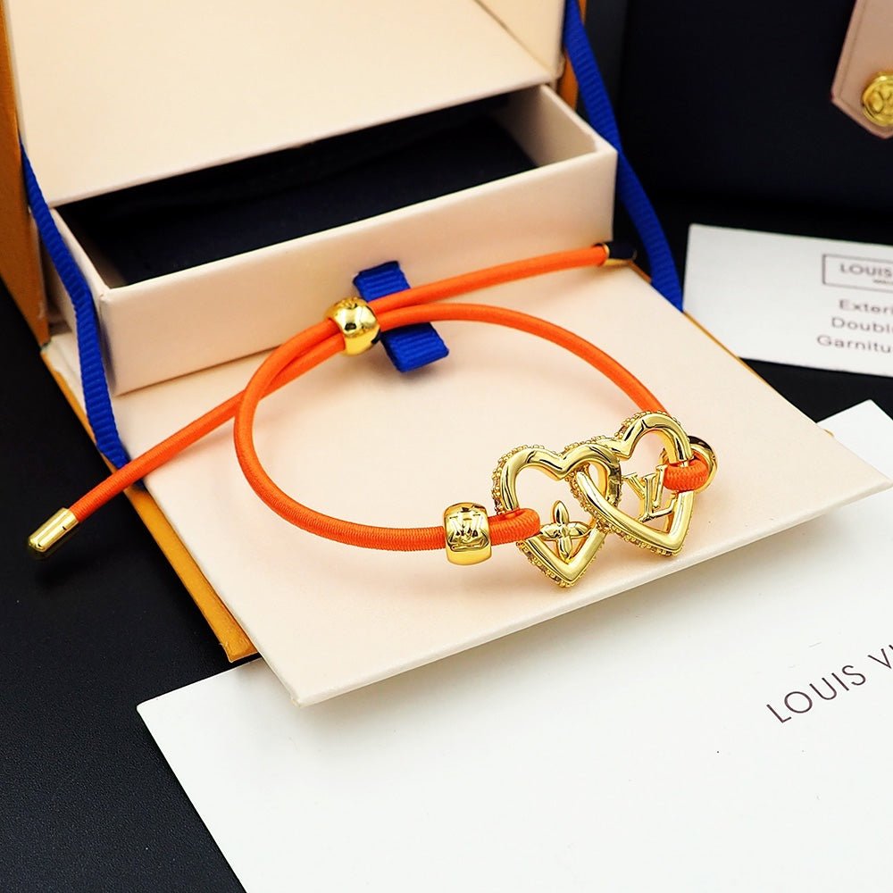 LV Orange Cord Heart Bracelet - Image 5