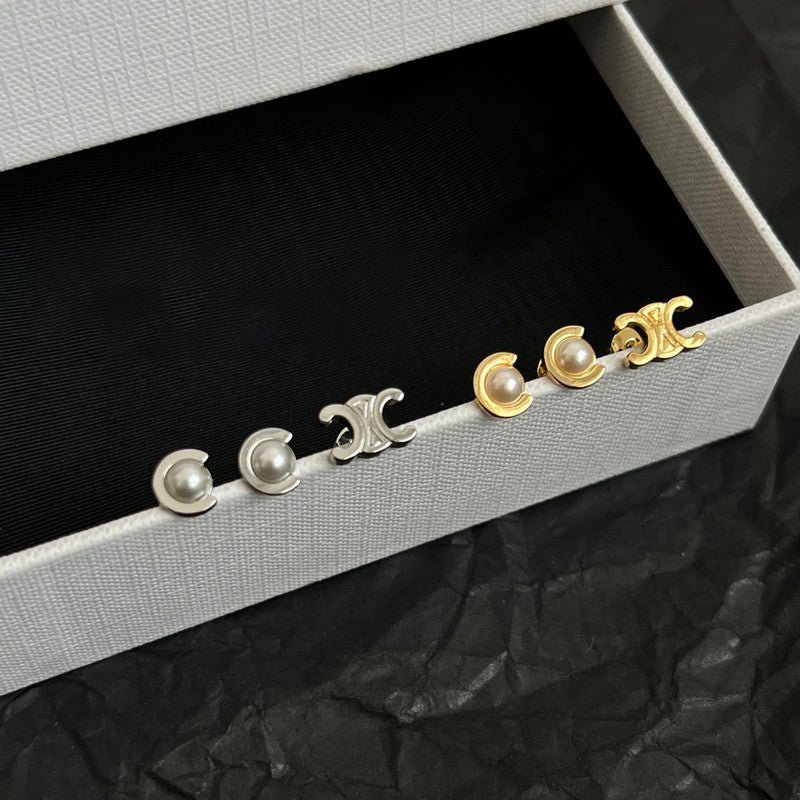 18K Celine Pearl Gold Earrings - Image 4