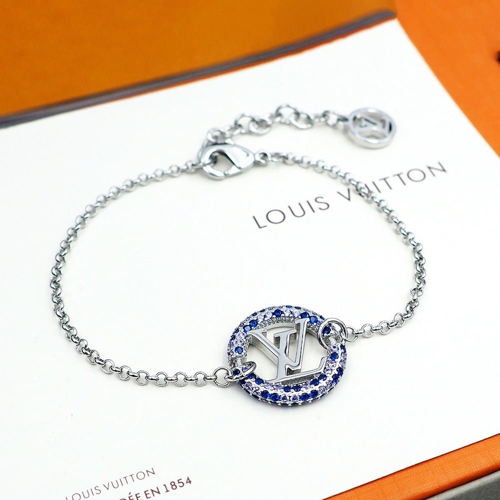 Alternative view of  LV Crystal Gold-Tone Chain Circle Bracelet