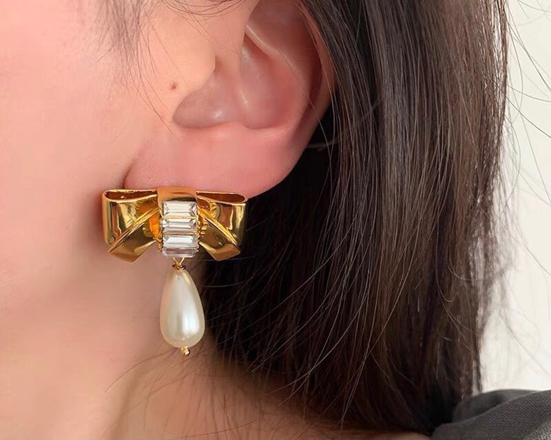 Alternative view of CELINE Gold Pearl Earrings