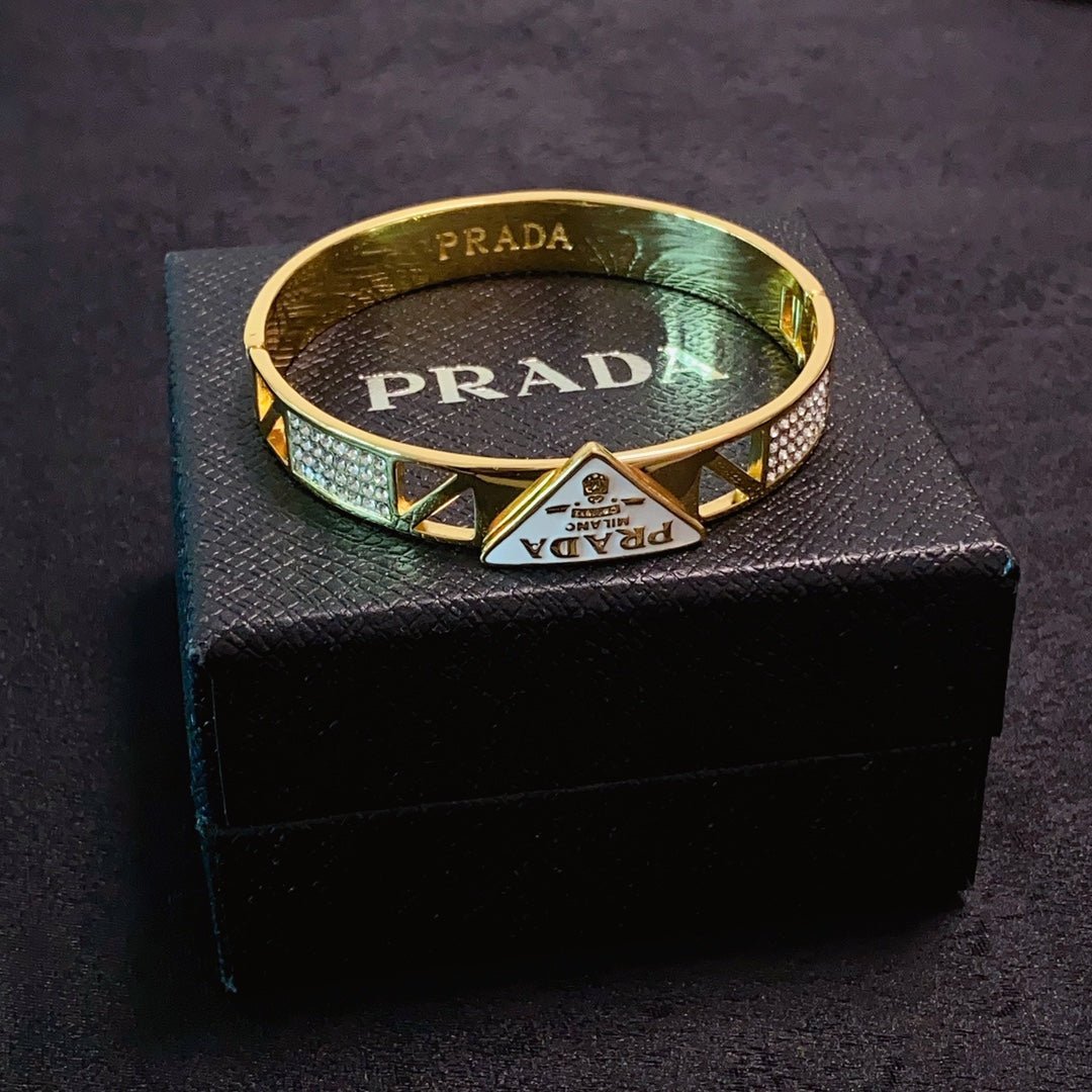 Prada Style Diamond Cuff Bangle - Image 4
