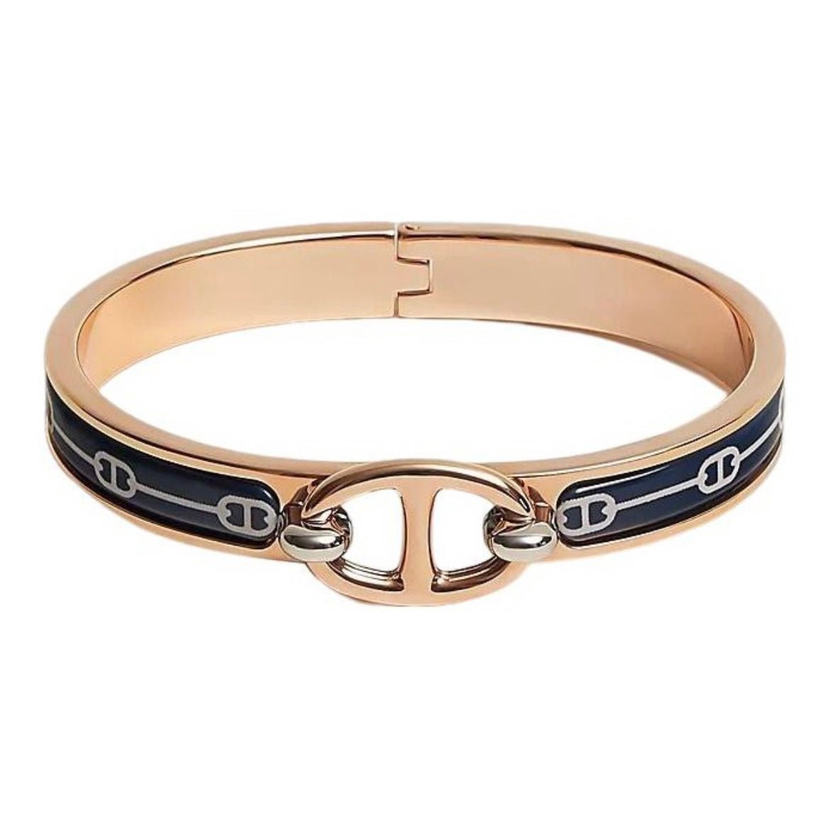 Hermès Gold Glossy White Enamel Bracelet - Image 3