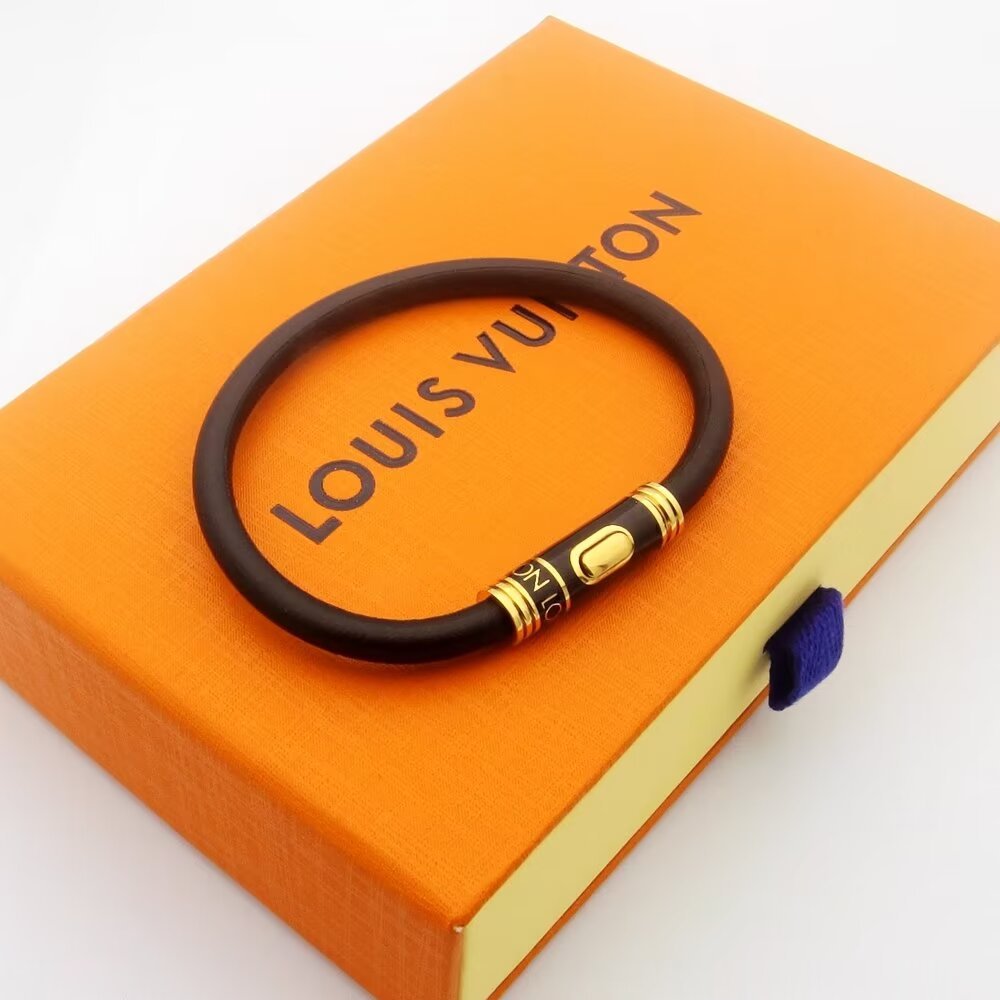 LV Black Cord Logo Monochromatic Bracelet - Image 3