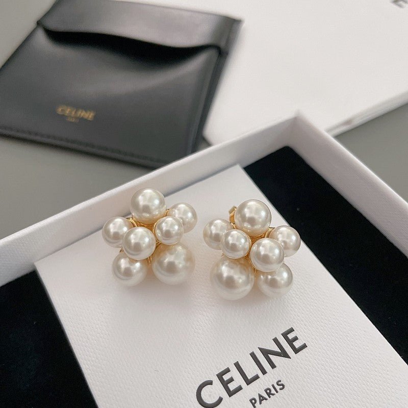 18K Celine Pearls Gold Earrings - Image 4
