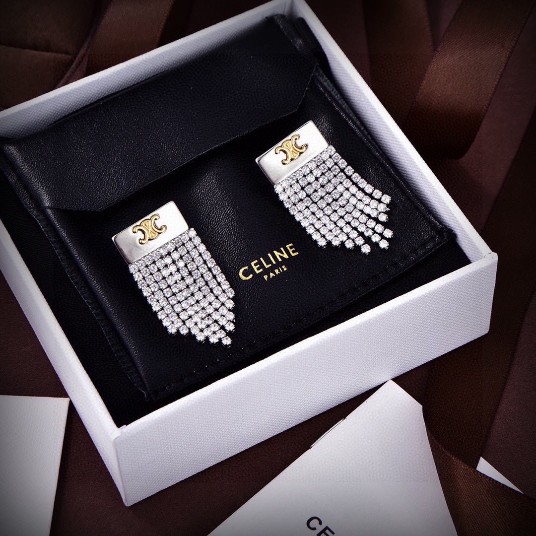 18K Celine Diamonds Tassel Earrings - Image 5