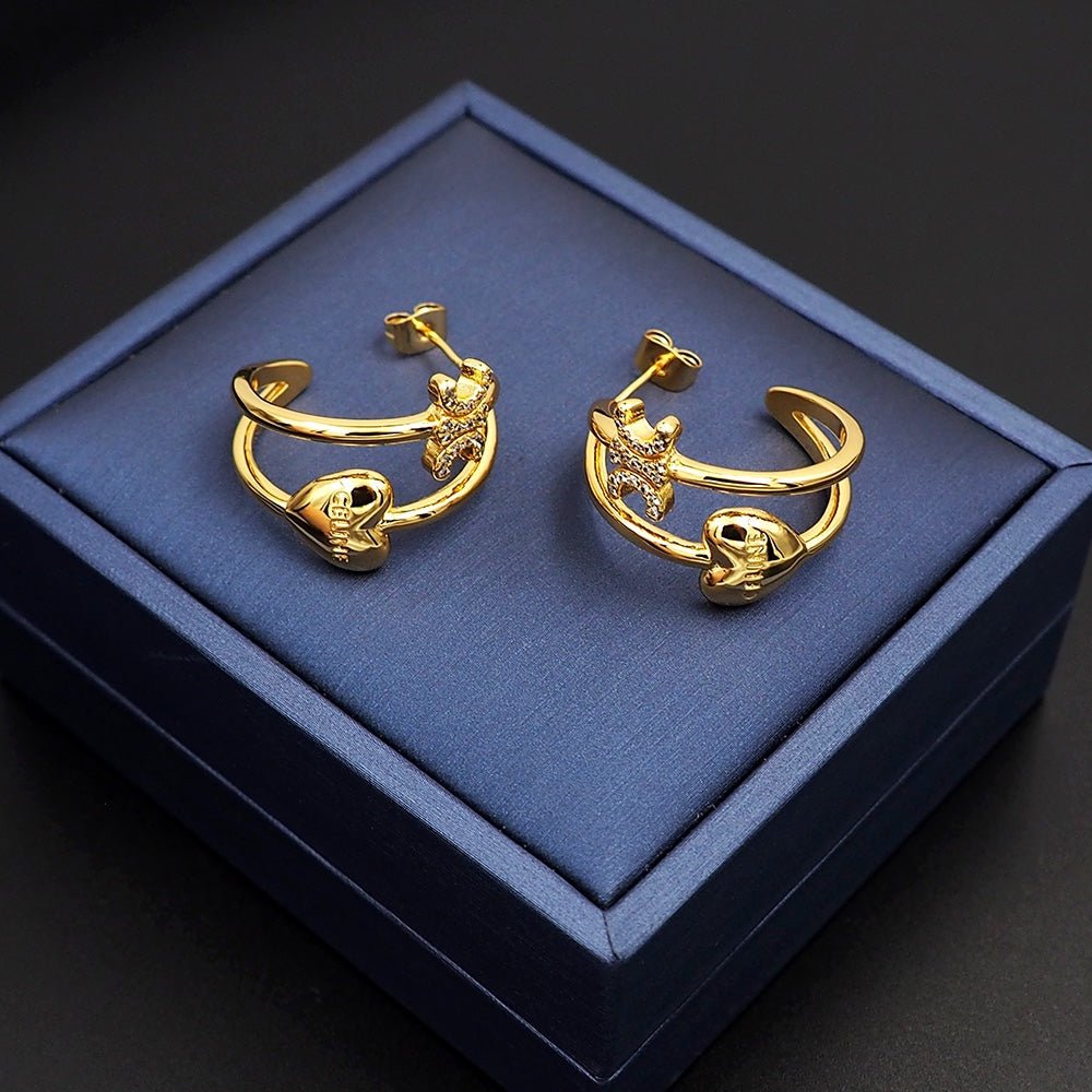 18K Celine Heart Earrings - Image 4