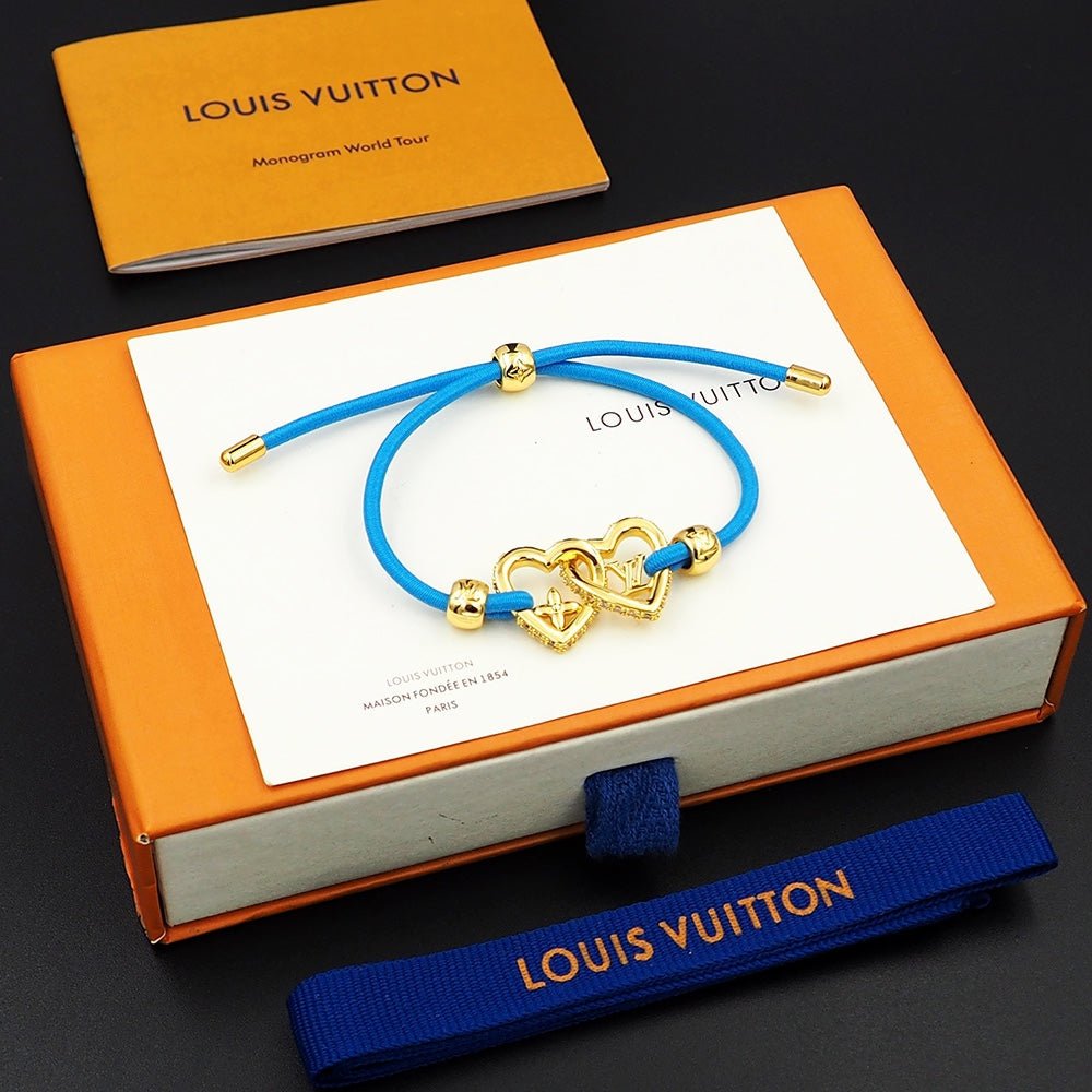 LV Blue Cord Heart Bracelet - Image 3