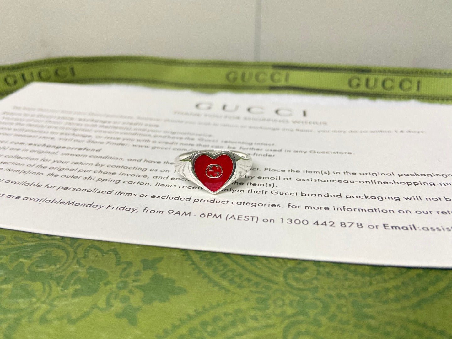 Alternative view of Double Gucci Interlocking Gucci Red Enamel Heart Ring