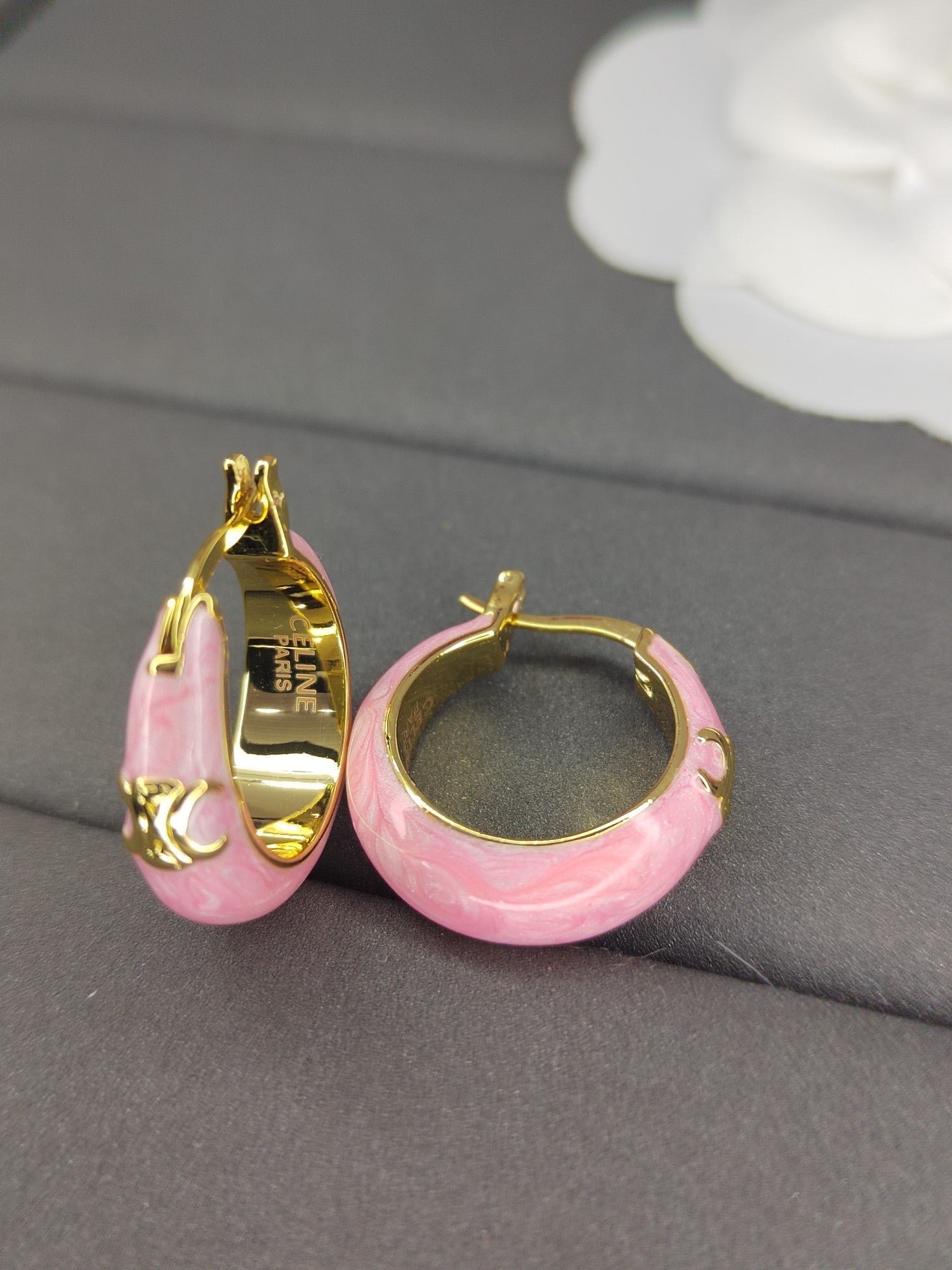 18K Celine Pink Earrings - Image 3